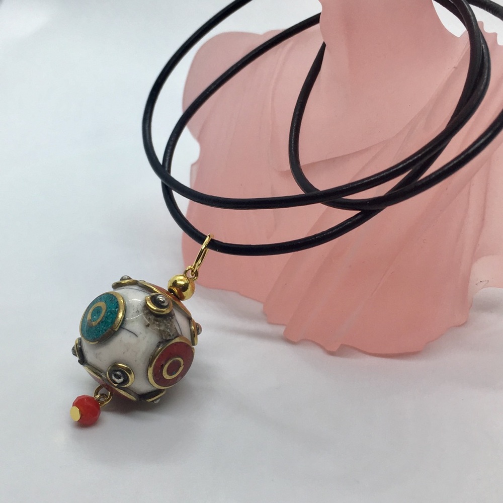 Bohemian style coral/turquoise beads necklace